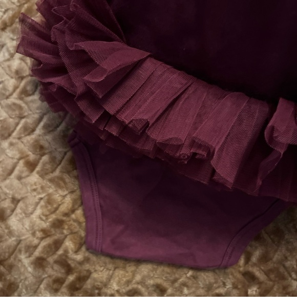 Two Feet Ahead Maroon Girls' Tutu Dress with White Logo - Picture 3 of 8